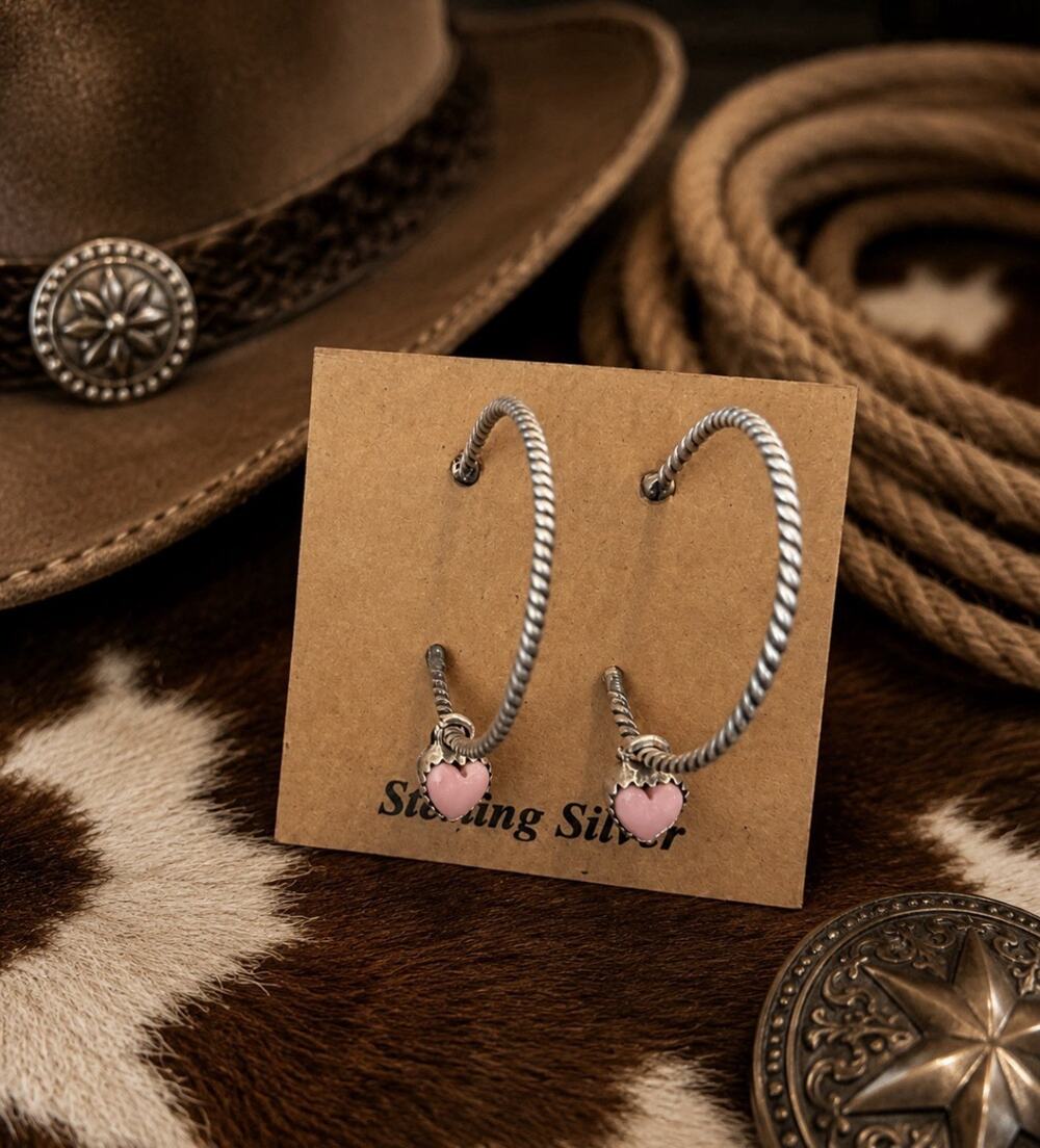 925 Sterling Silver Pink Conch Hoop Earrings for Women